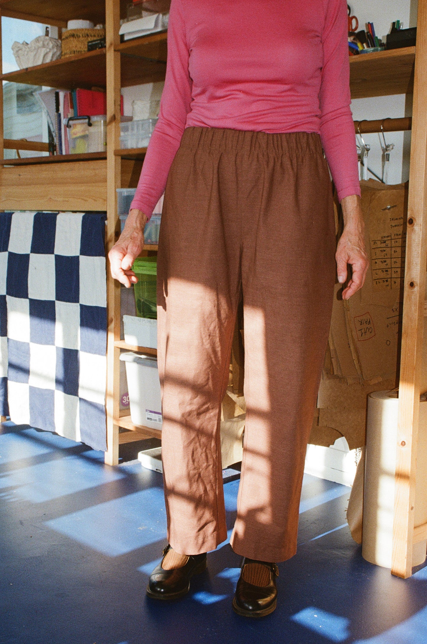 Scrunchie Pants - Brown Linen Cotton