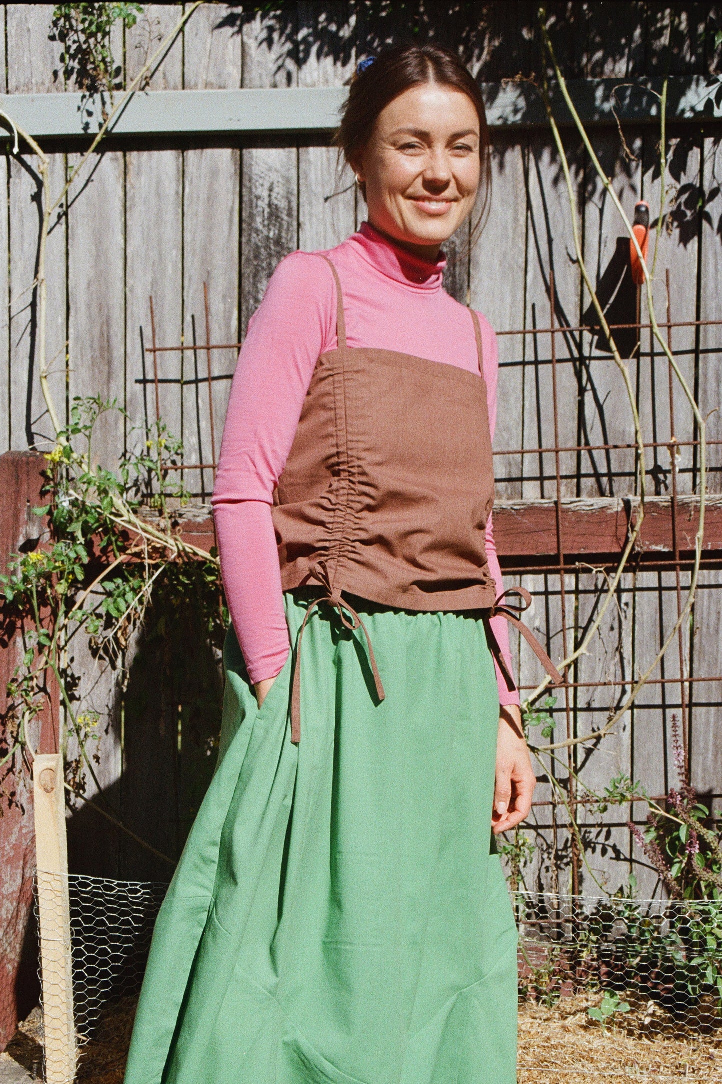 Lucy Top — Brown Linen Cotton