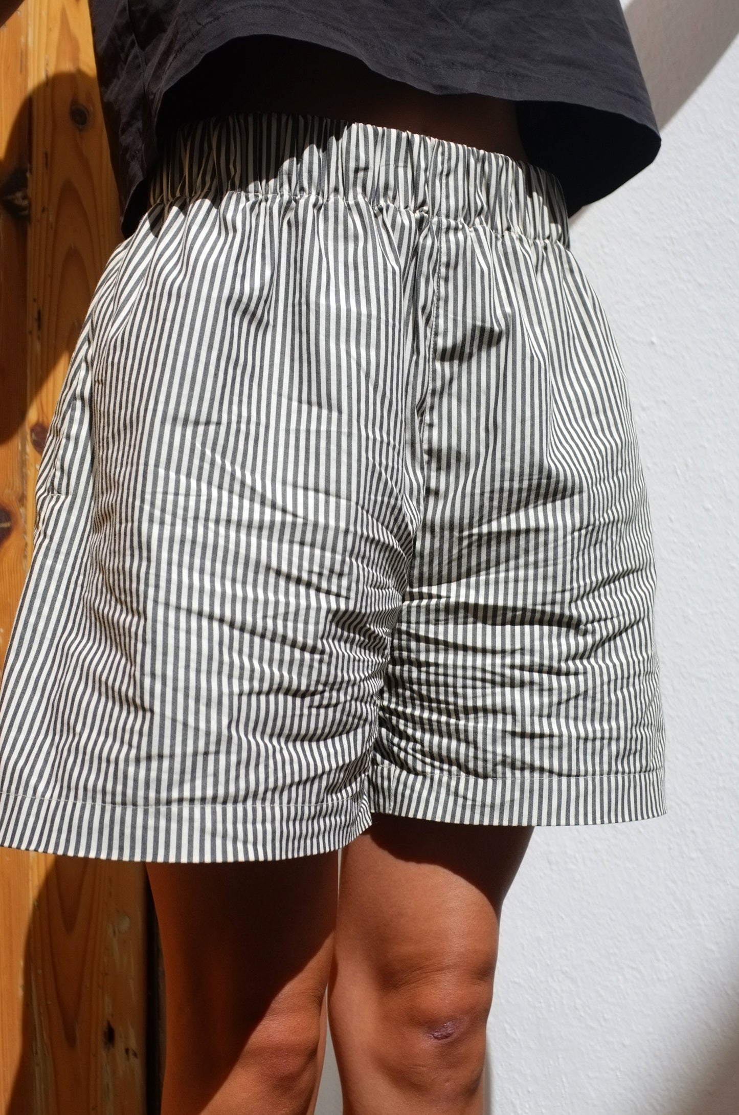 Scrunchie Shorts - Stripe Cotton