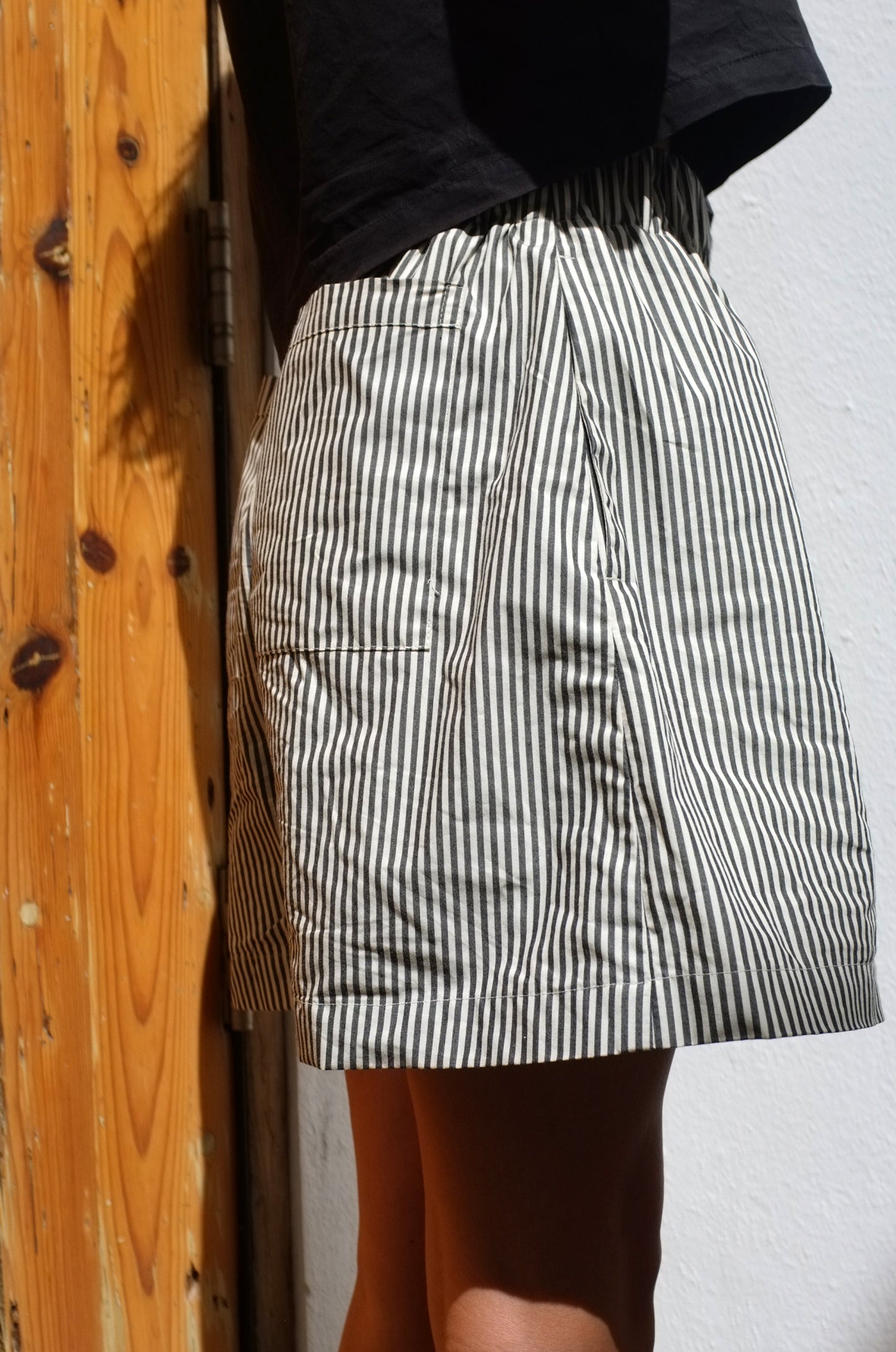 Scrunchie Shorts - Stripe Cotton