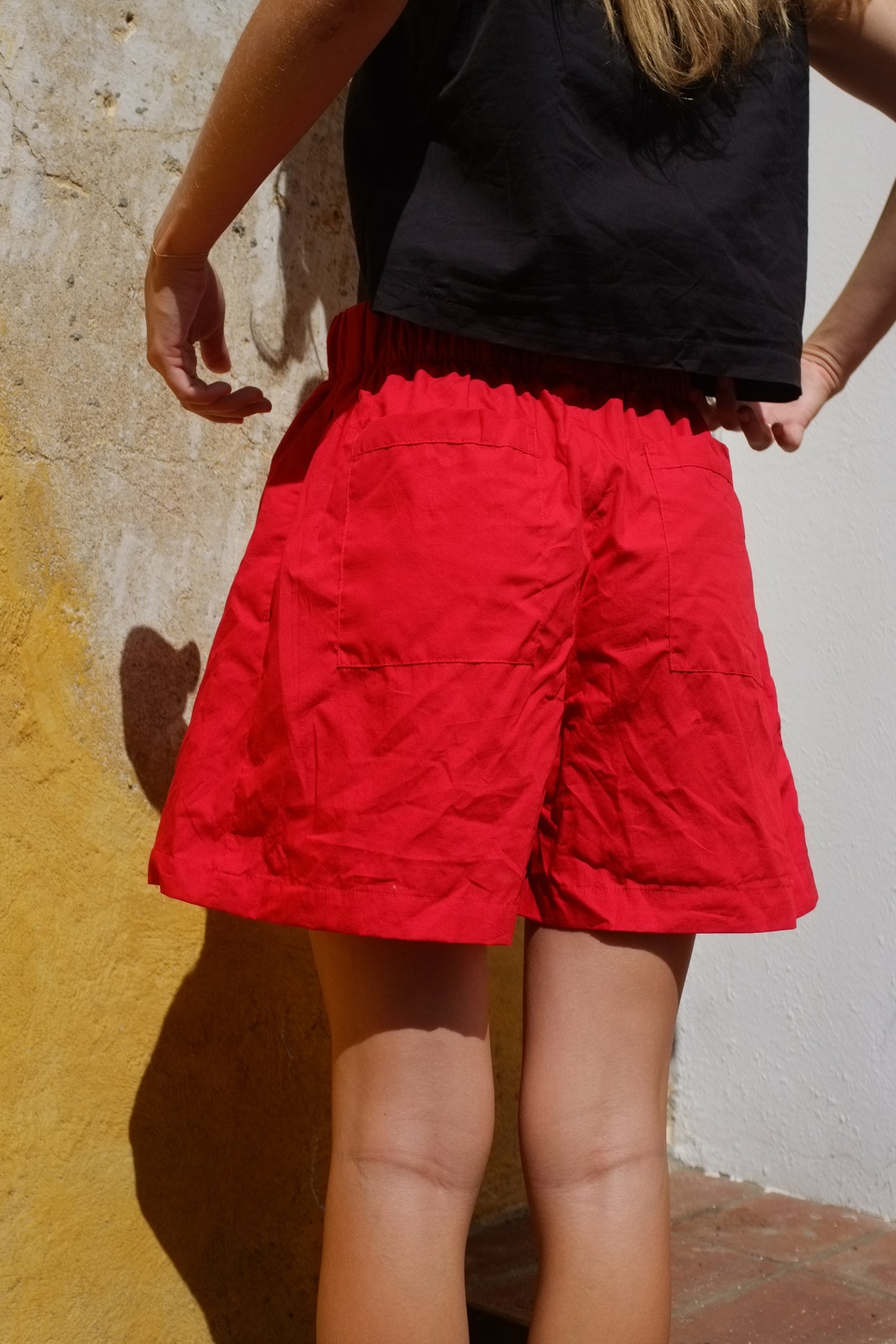 Scrunchie Shorts - Red Organic Cotton