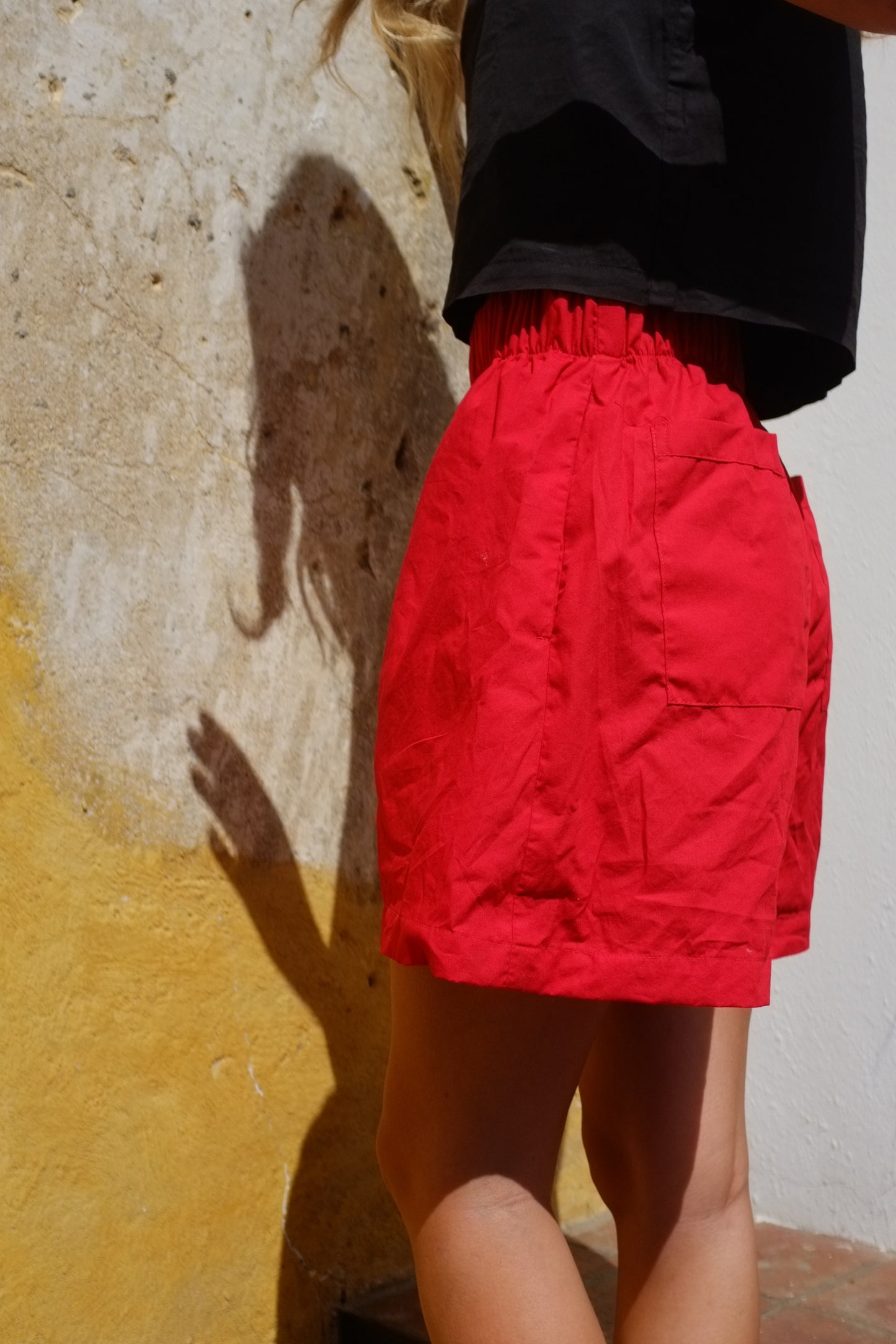Scrunchie Shorts - Red Organic Cotton