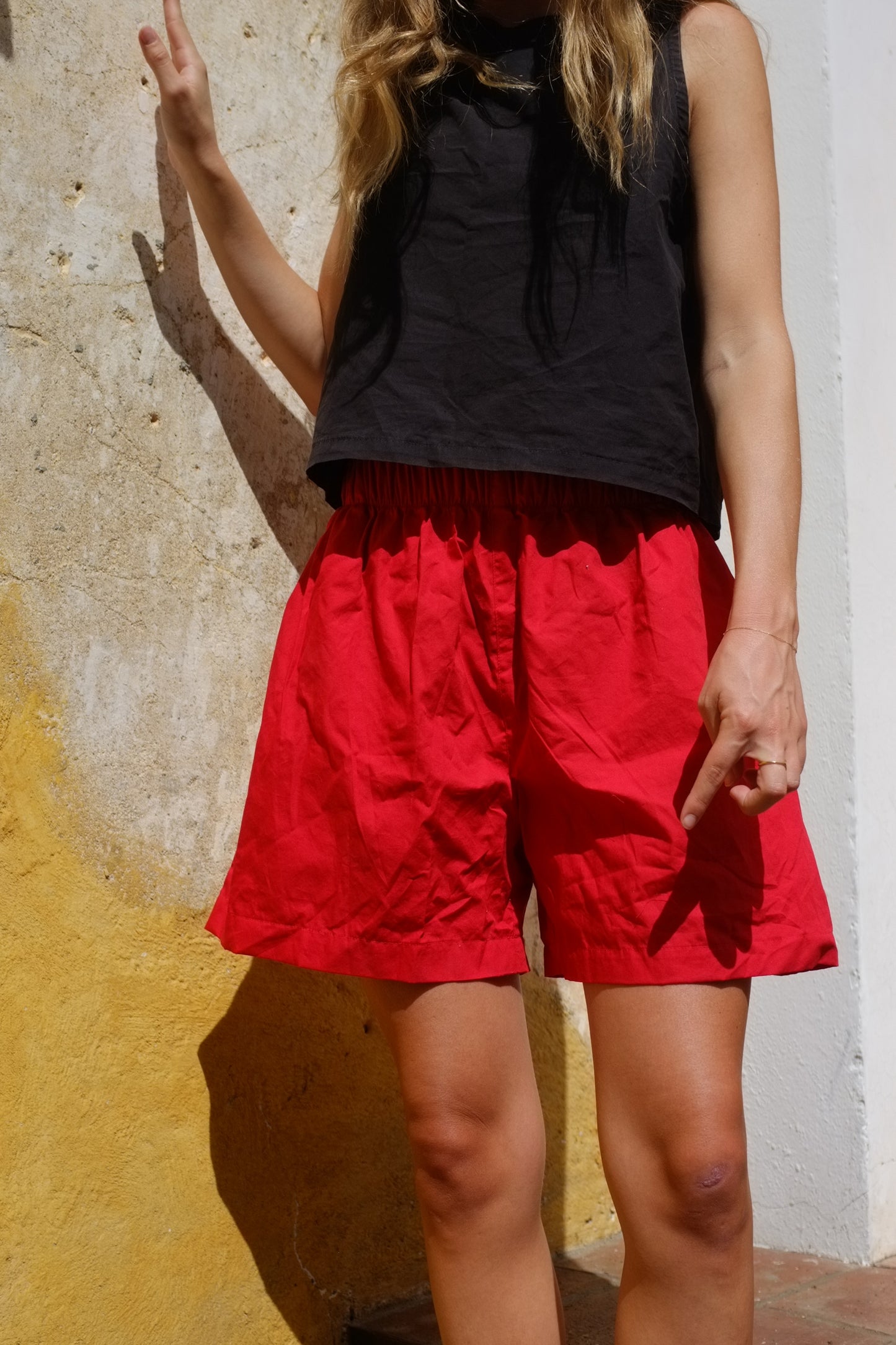 Scrunchie Shorts - Red Organic Cotton