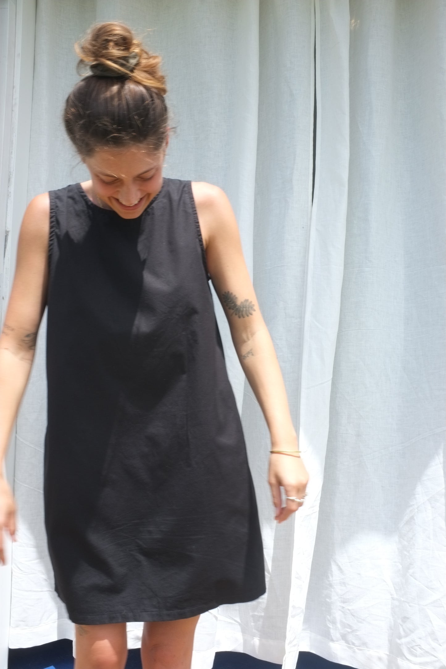 Pinafore Dress - Black Organic Cotton