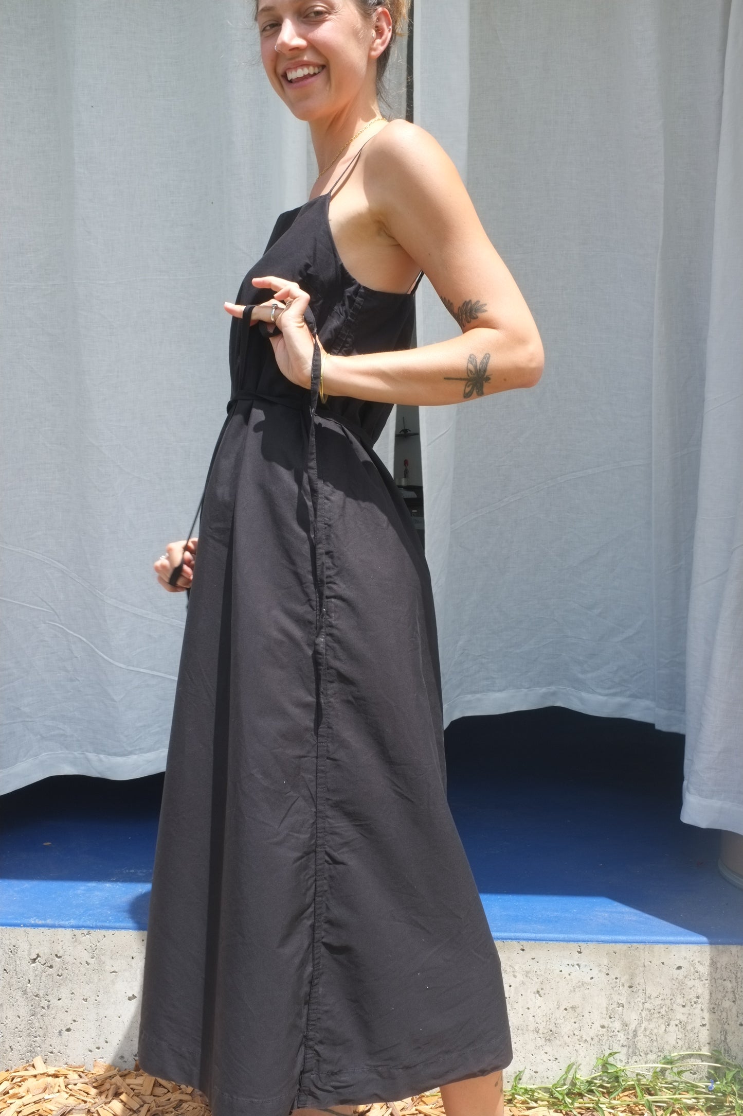 Tabs Dress – Black Organic Cotton