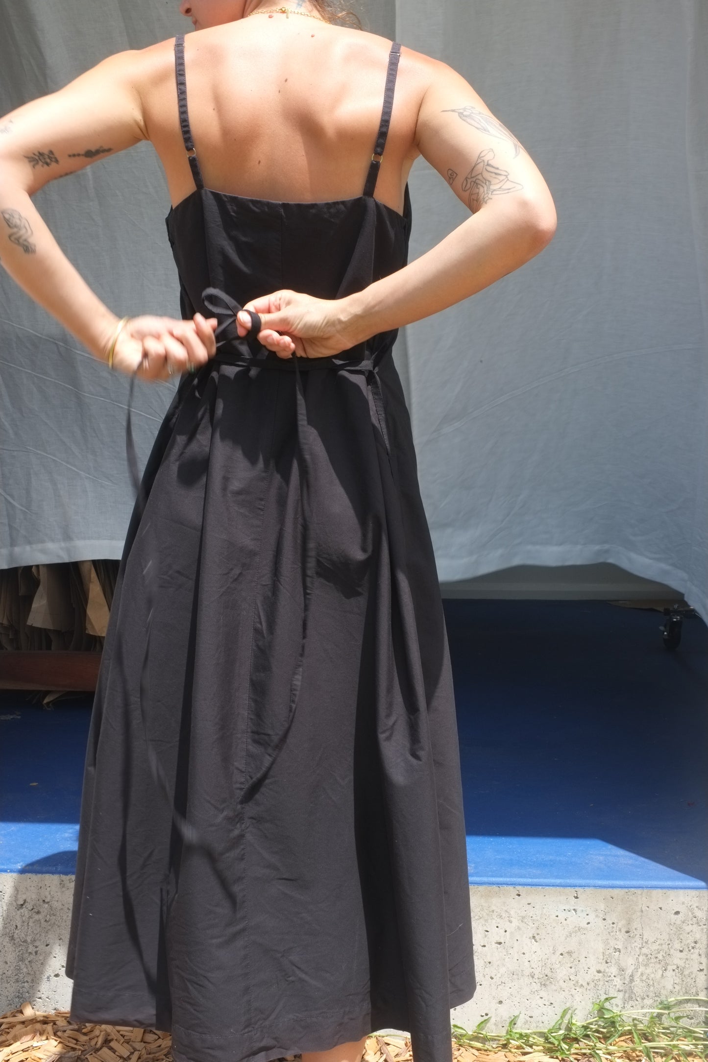 Tabs Dress – Black Organic Cotton