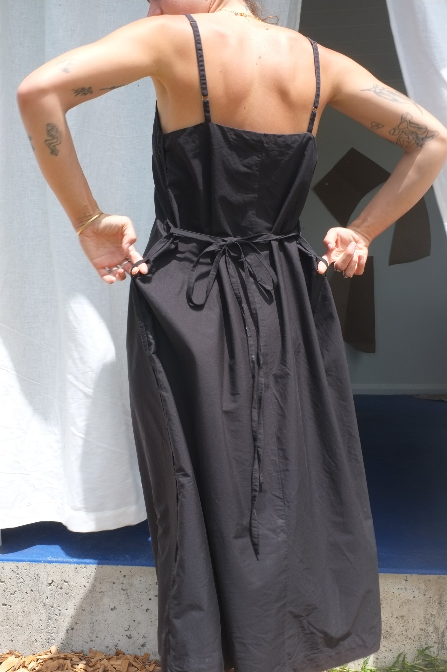 Tabs Dress – Black Organic Cotton