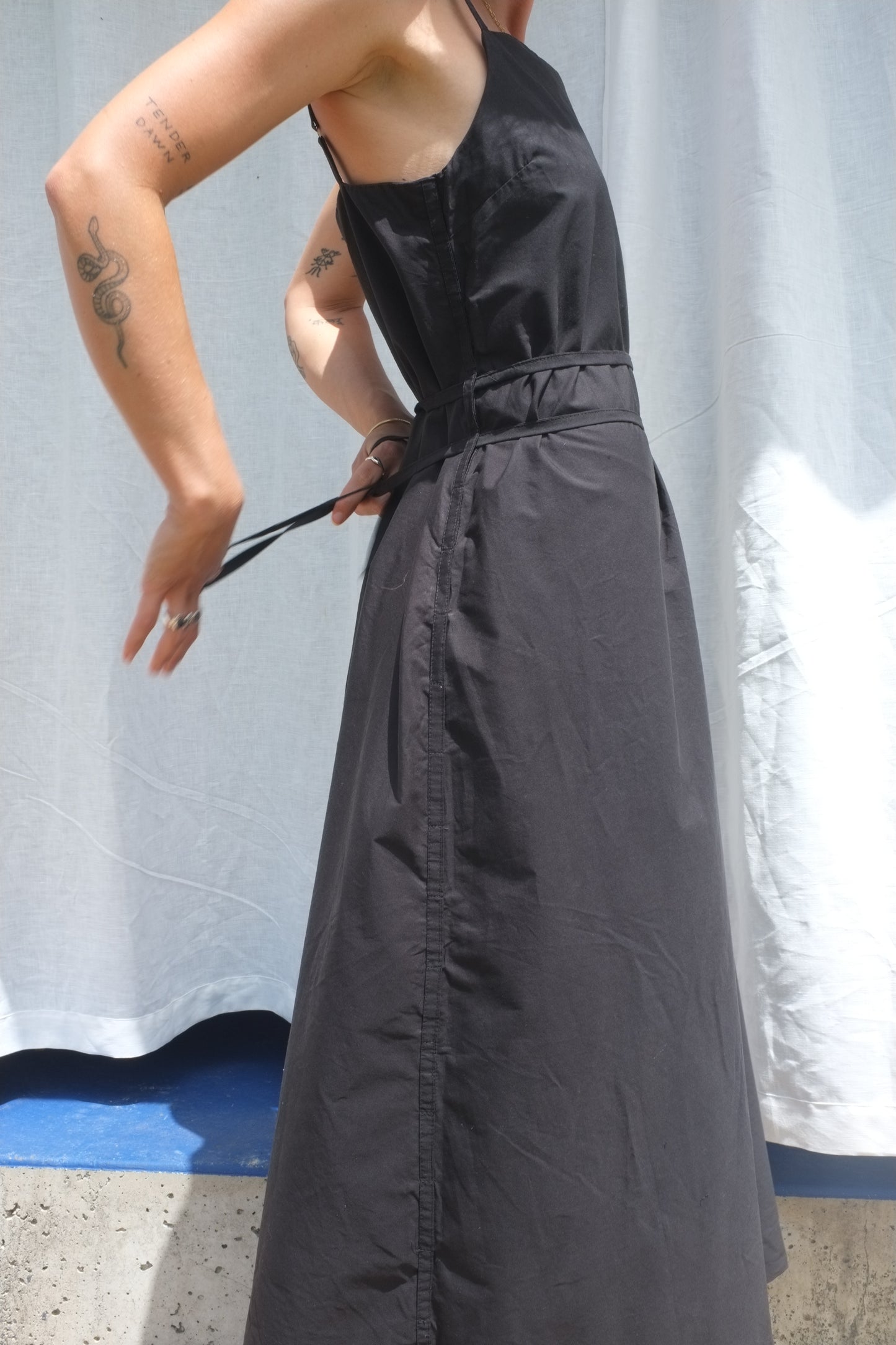 Tabs Dress – Black Organic Cotton
