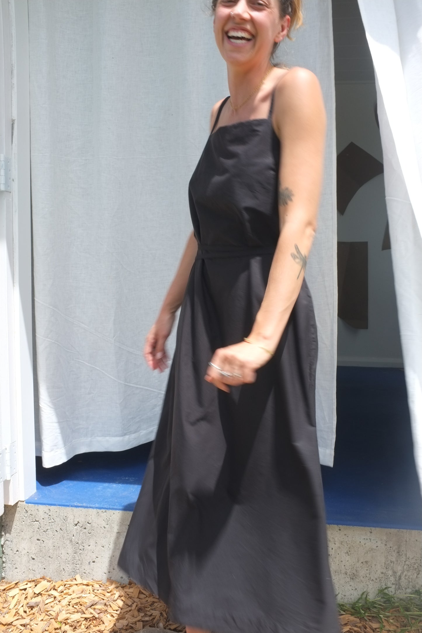 Tabs Dress – Black Organic Cotton