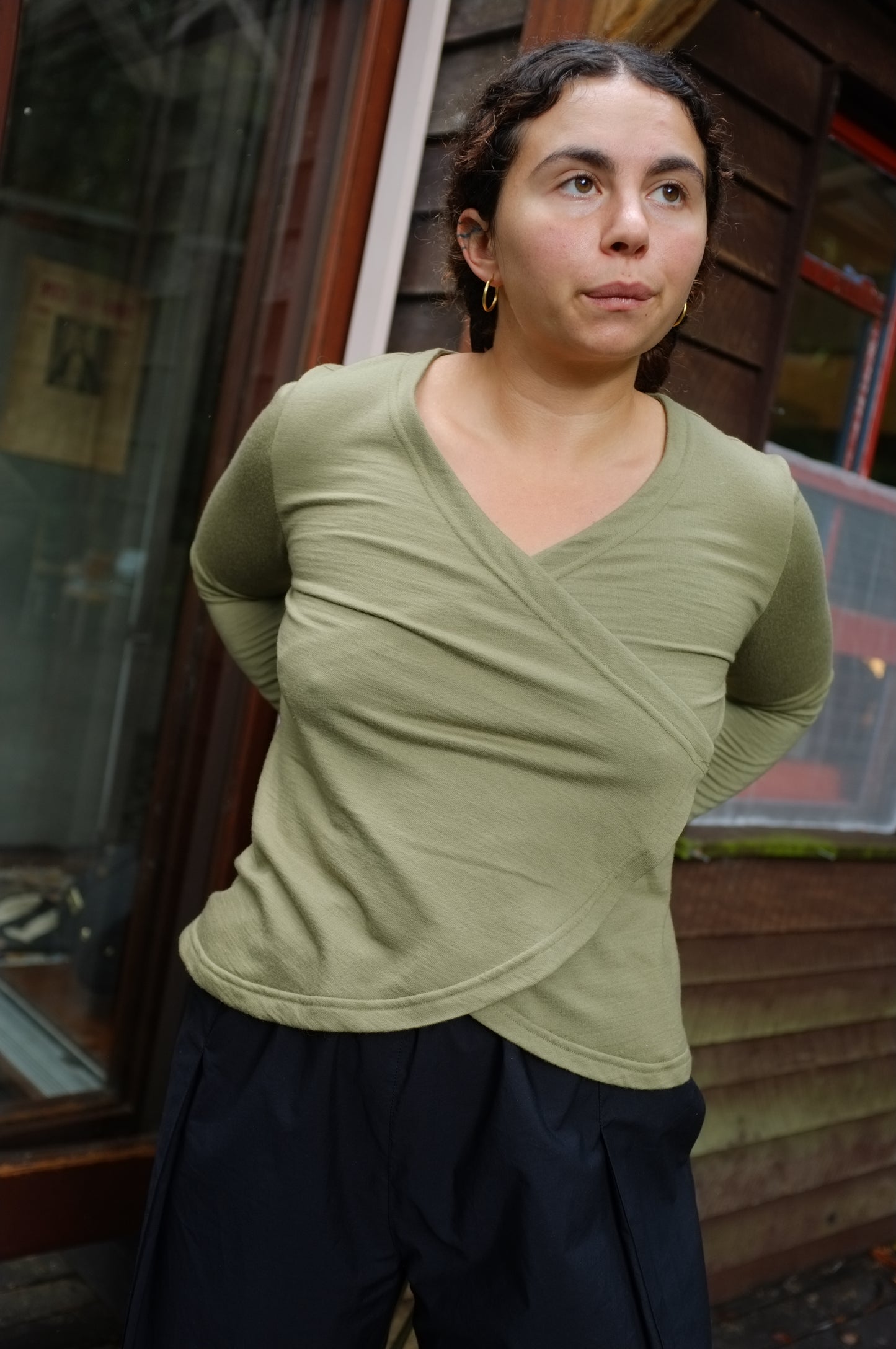 Wrap Top — Khaki Merino