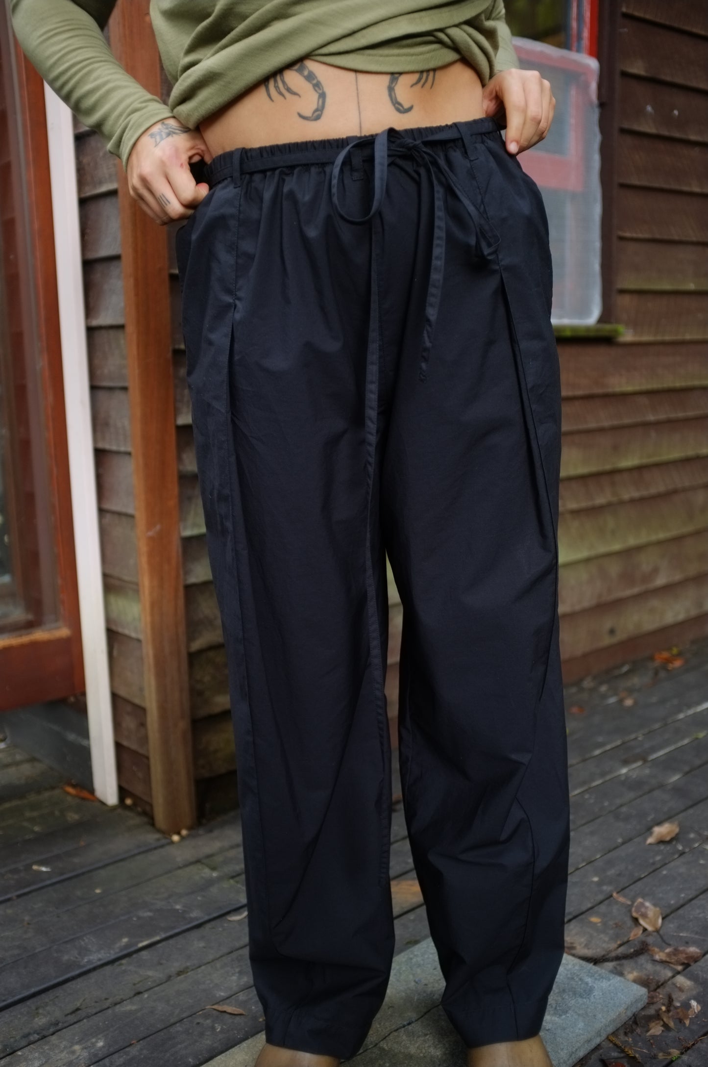 Pleat Pants — Black Organic Cotton
