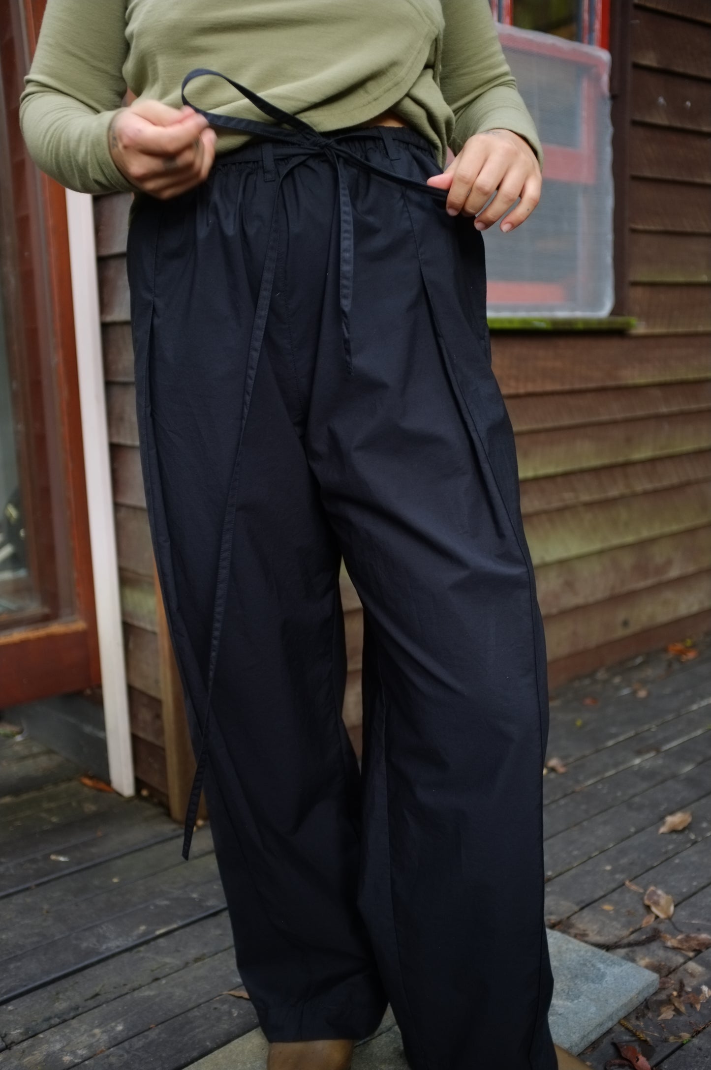 Pleat Pants — Black Organic Cotton