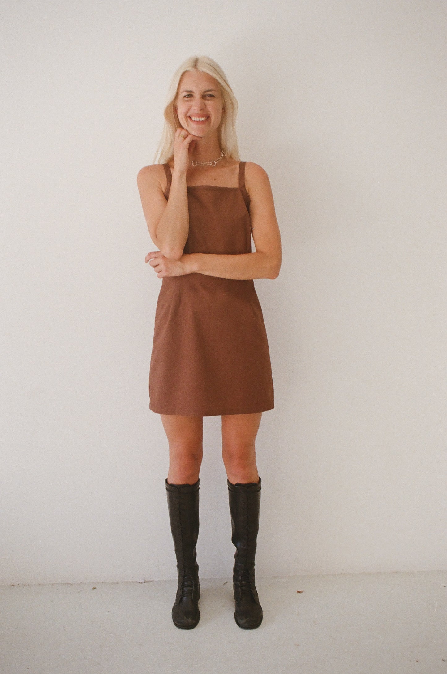 Lil Dress - Brown Linen Cotton