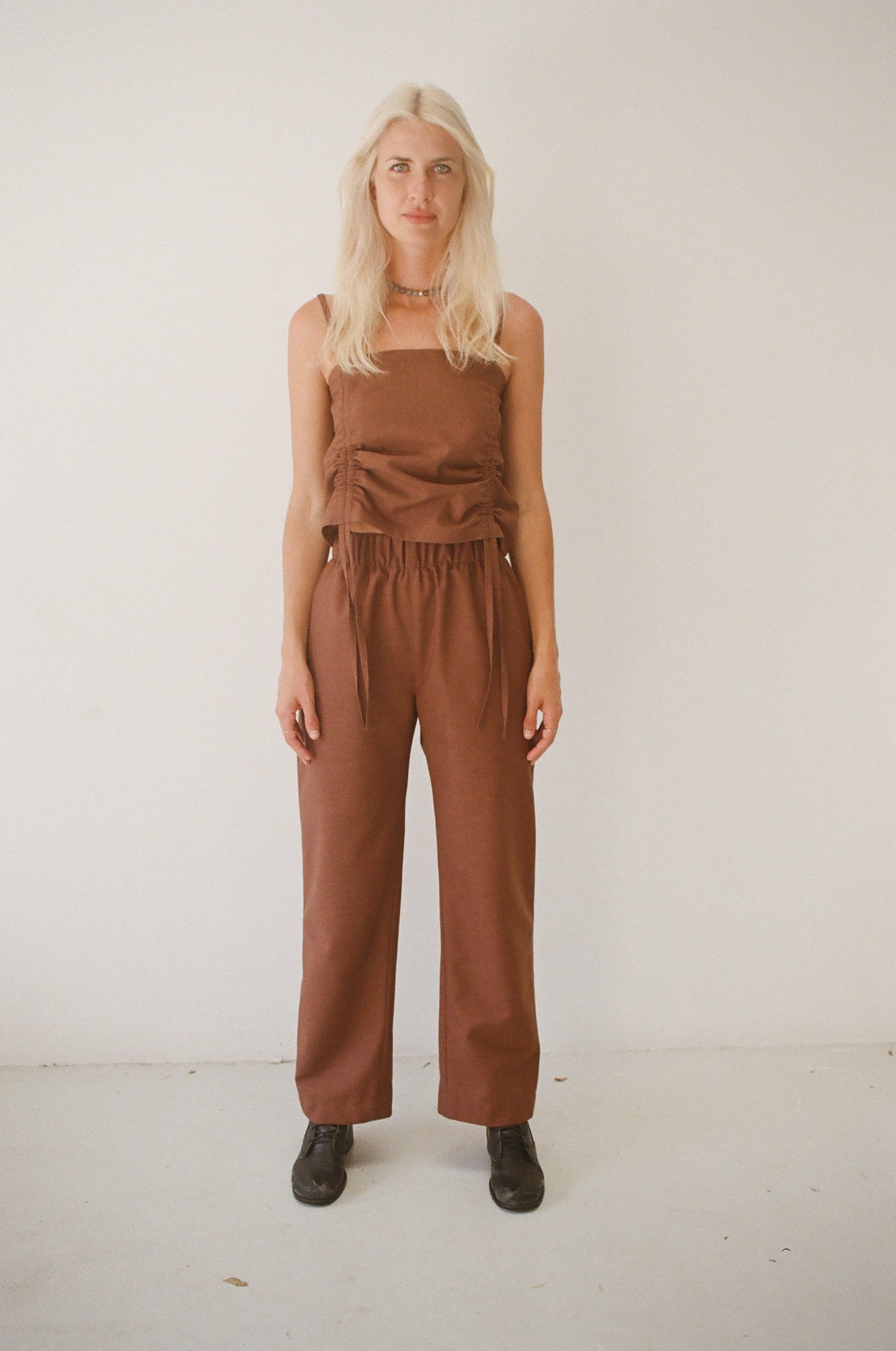 Mimi Holvast Scrunchie Pants - Brown Linen Cotton