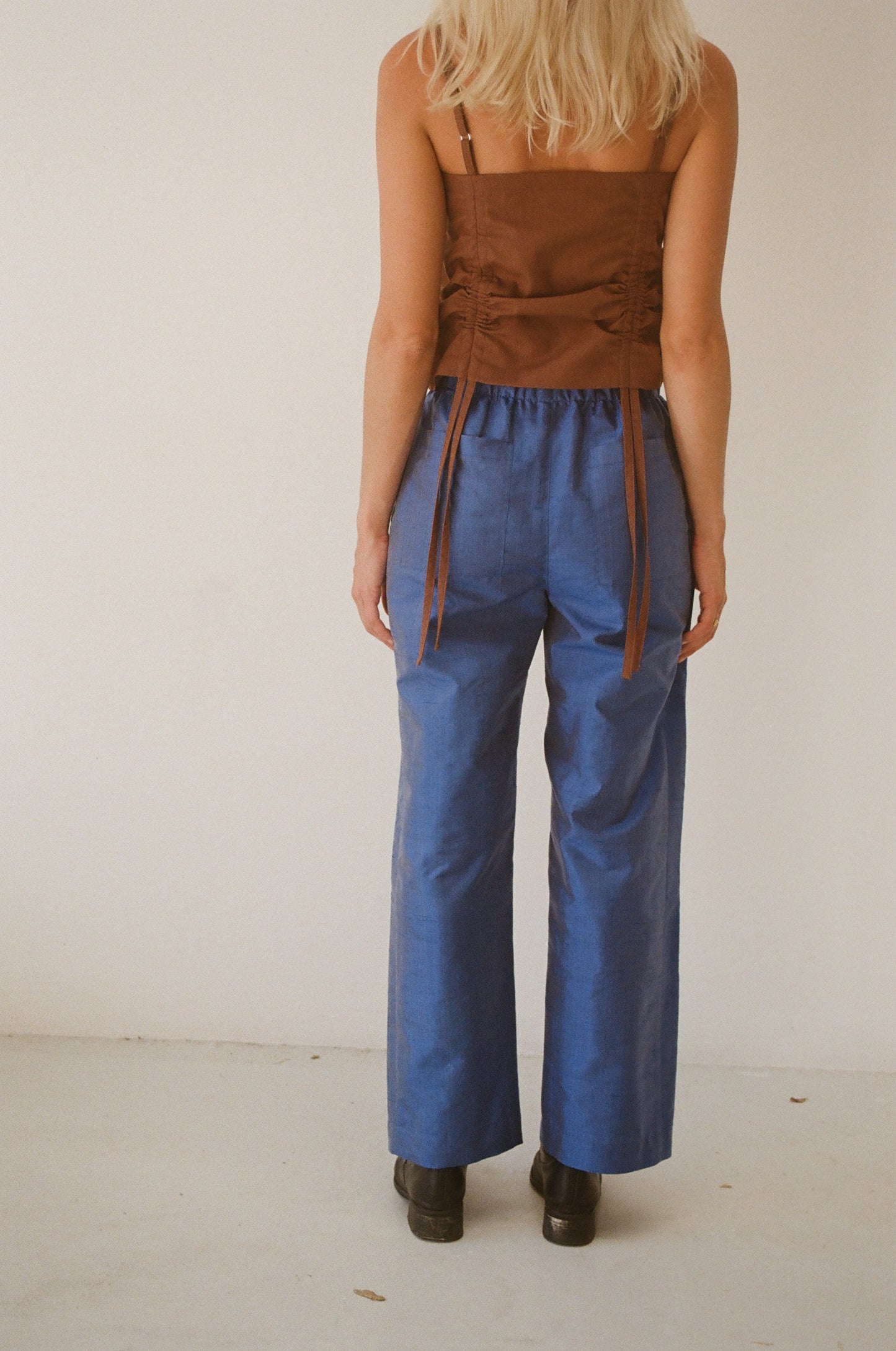 Mimi Holvast Scrunchie Pants - Electric Blue Silk