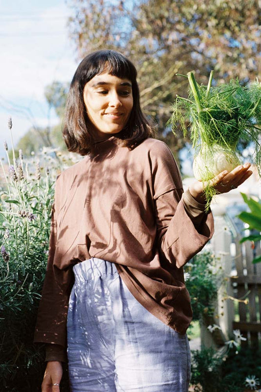 Mimi Holvast Long Sleeve Big Tee — Brown