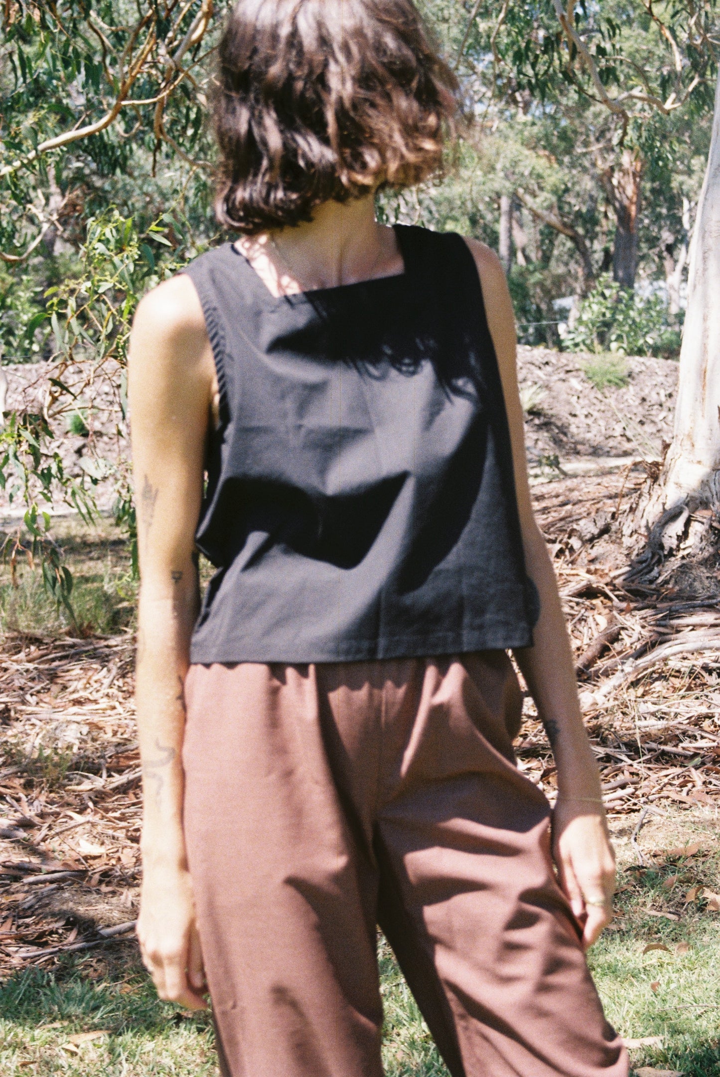 Scrunchie Pants - Brown Linen Cotton