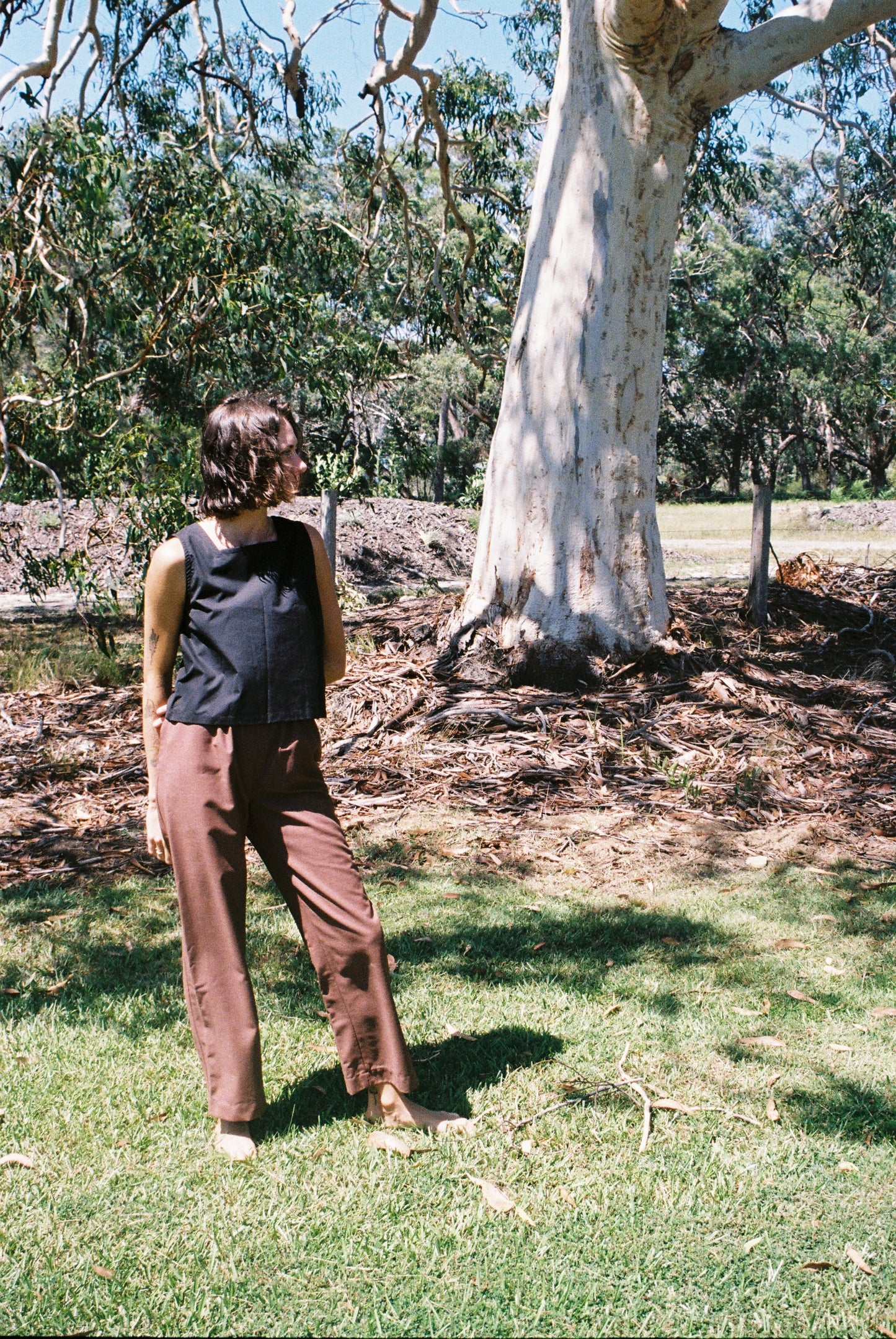 Scrunchie Pants - Brown Linen Cotton