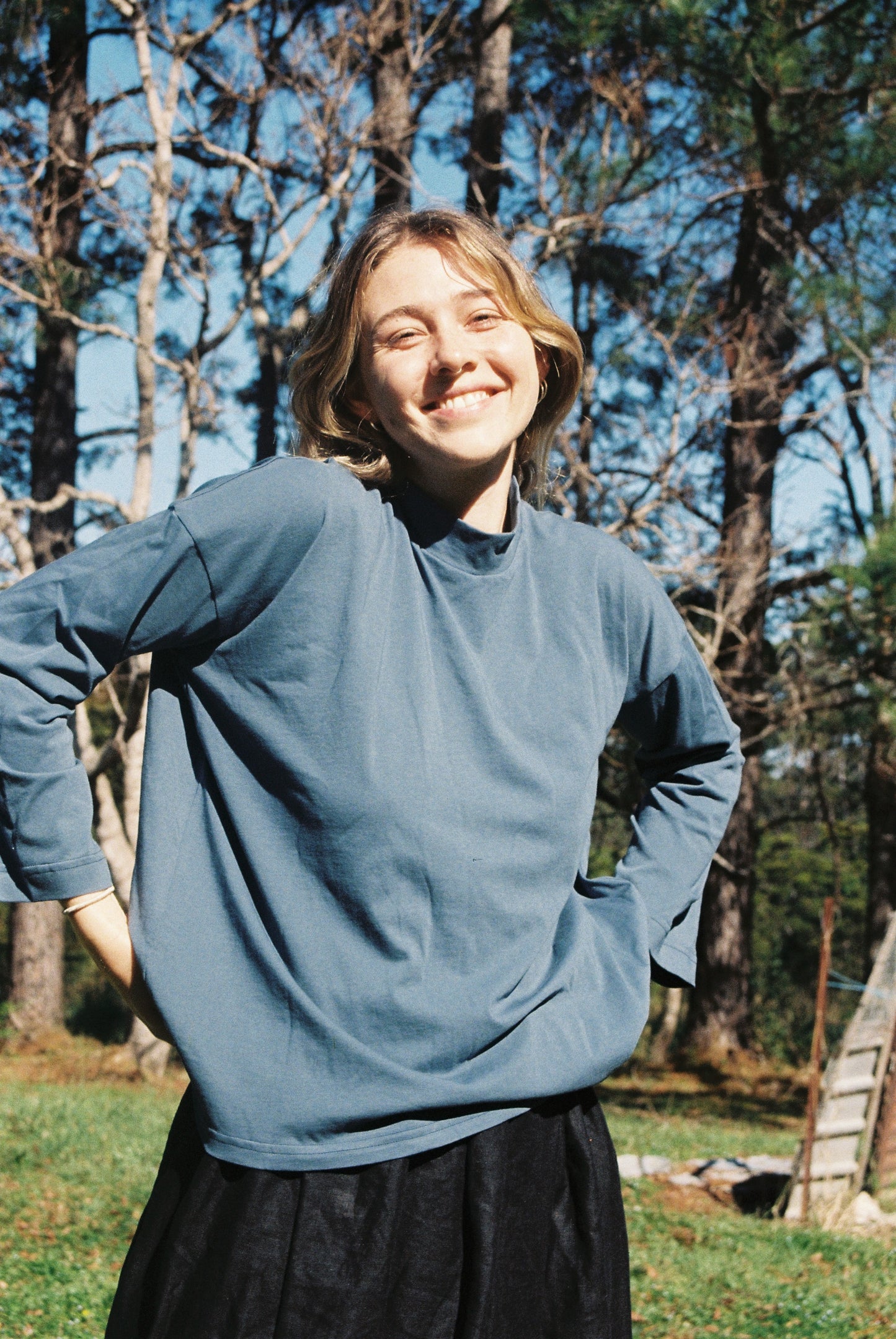 Mimi Holvast Long Sleeve Big Tee — Steel Blue