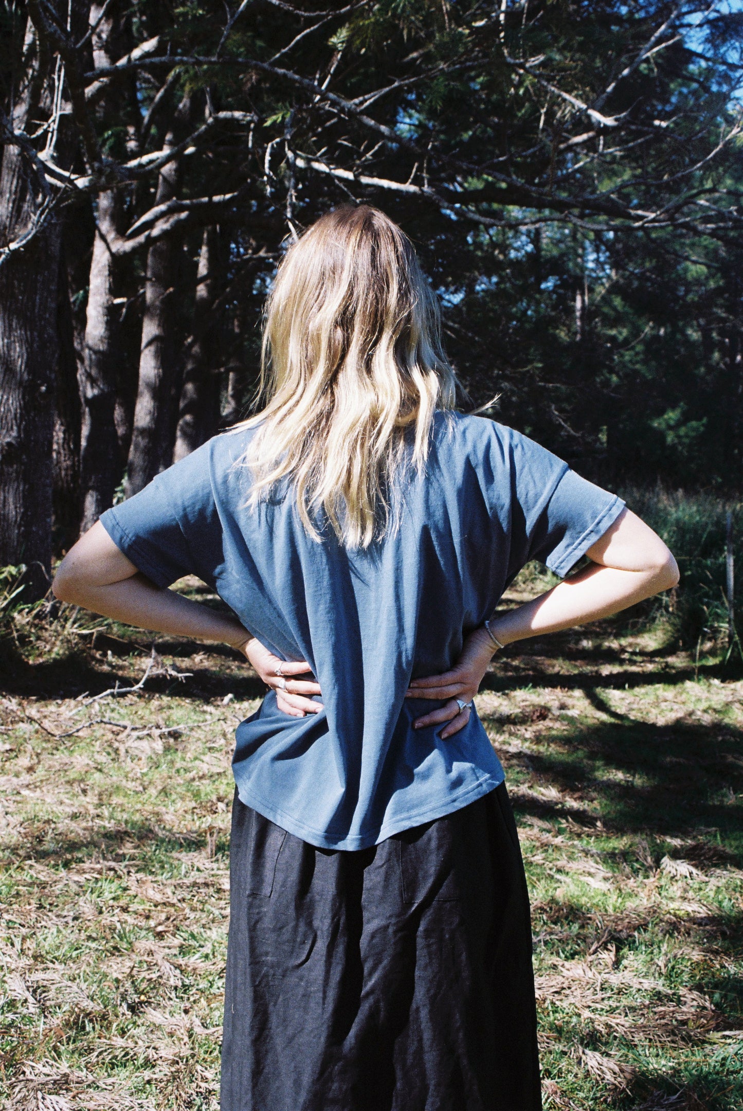 Mimi Holvast oversized big tee in steel blue organic cotton