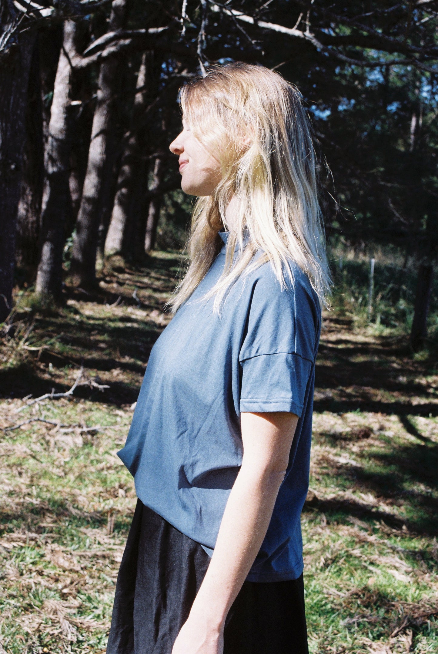 Mimi Holvast oversized big tee in steel blue organic cotton