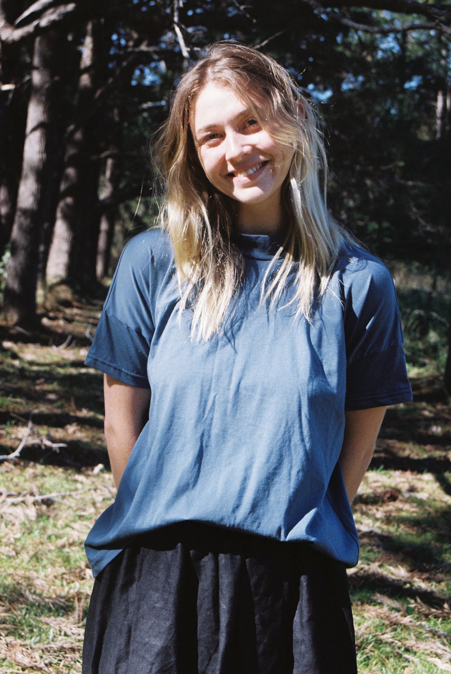 Mimi Holvast oversized big tee in steel blue organic cotton