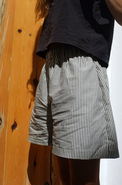 Scrunchie Shorts - Stripe Cotton