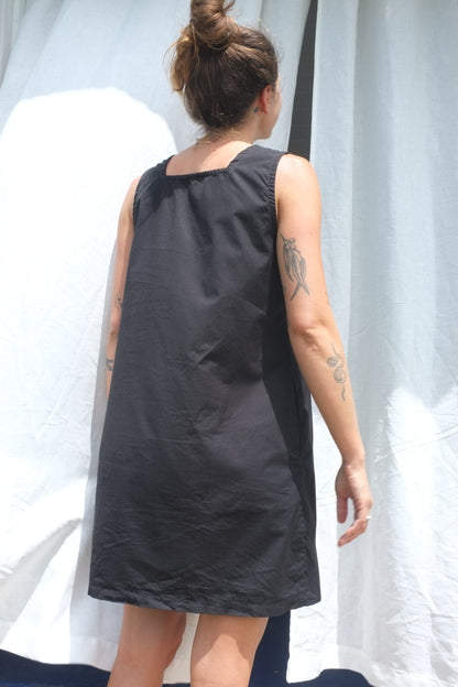 Pinafore Dress - Black Organic Cotton