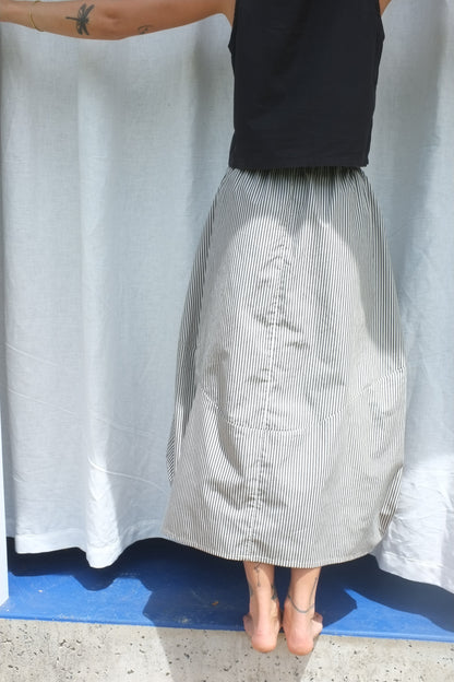 Lantern Skirt — Stripe Cotton