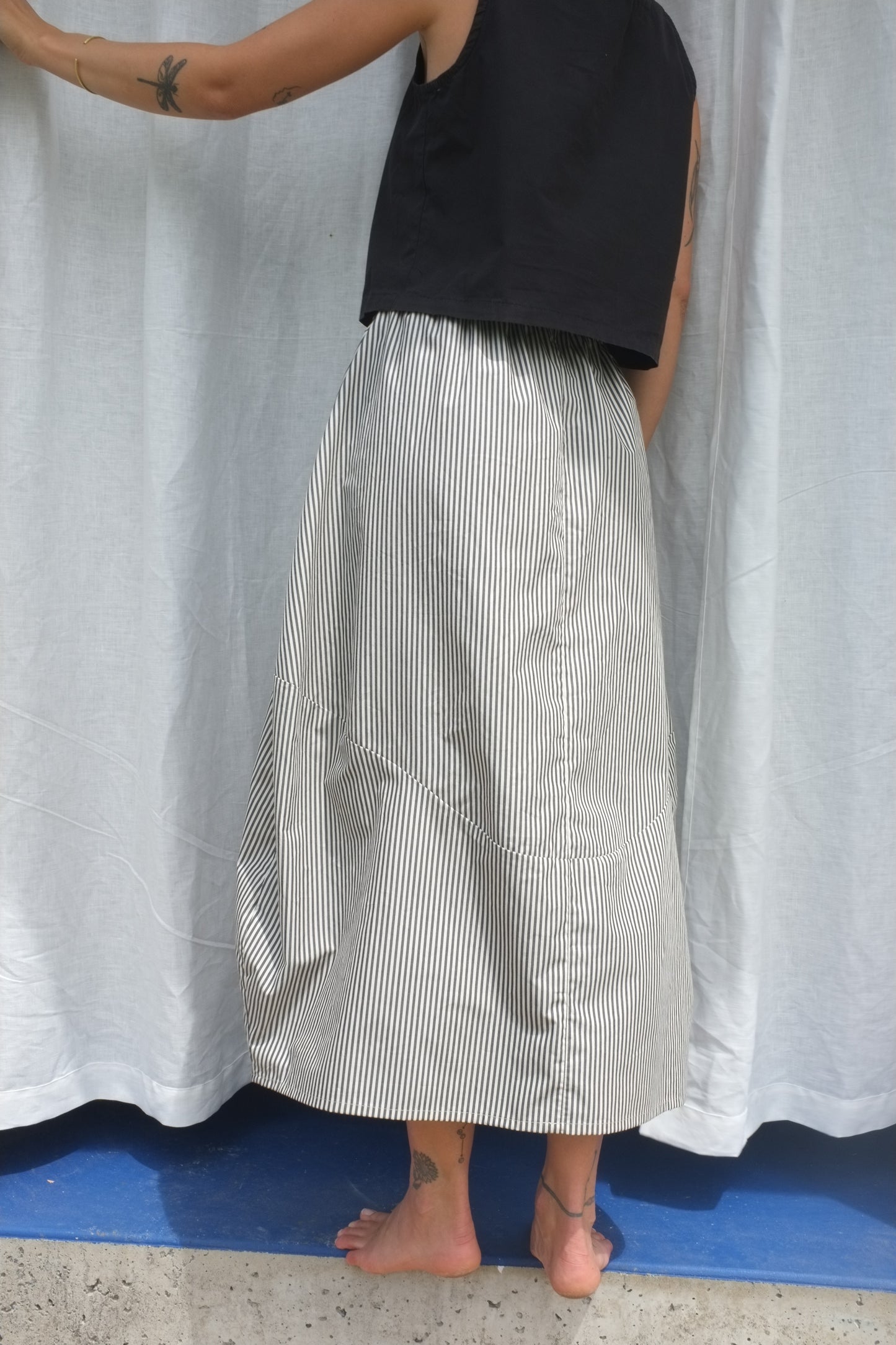 Lantern Skirt — Stripe Cotton