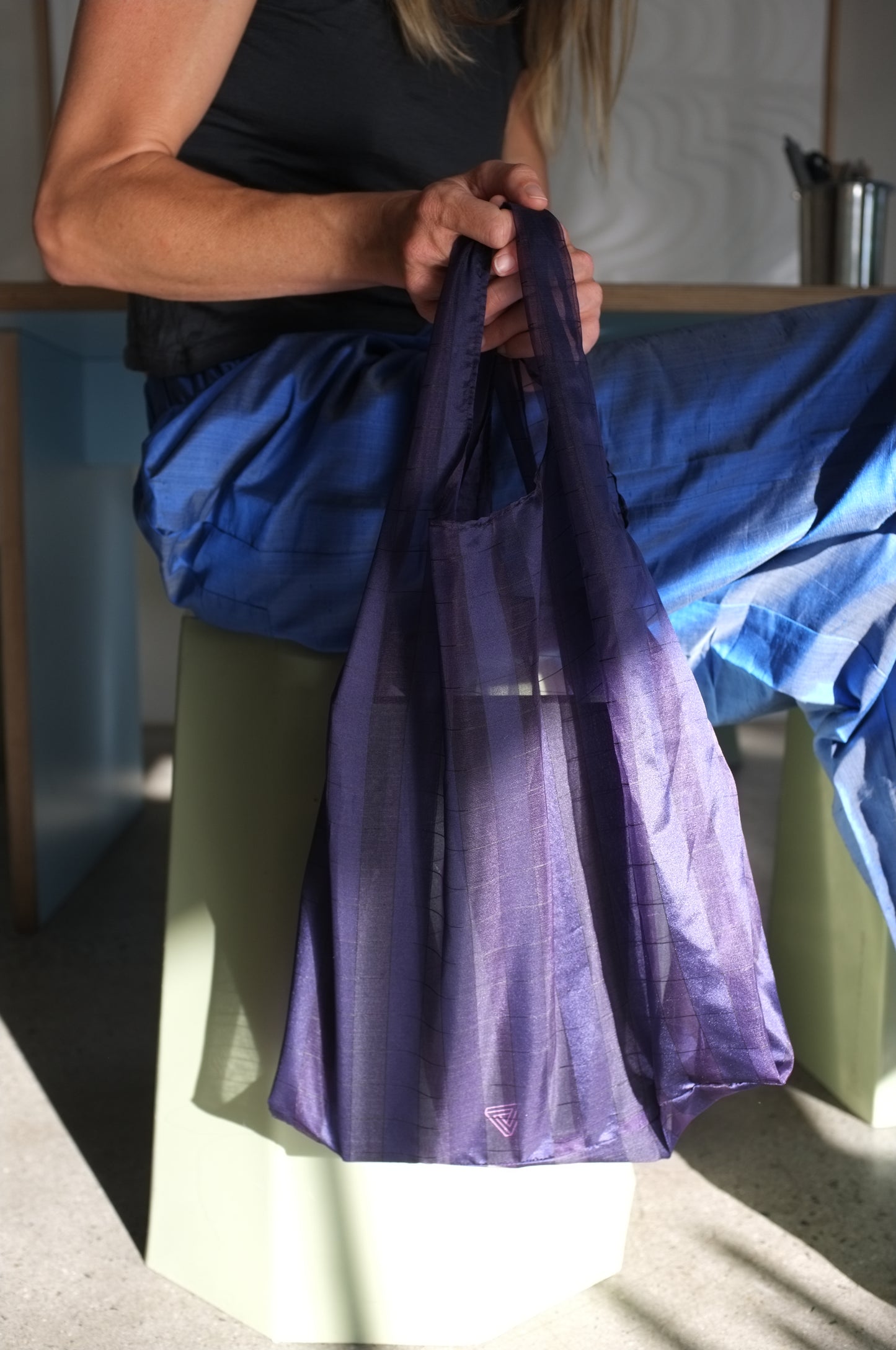 Shop Bag — Purple Organza Stripe