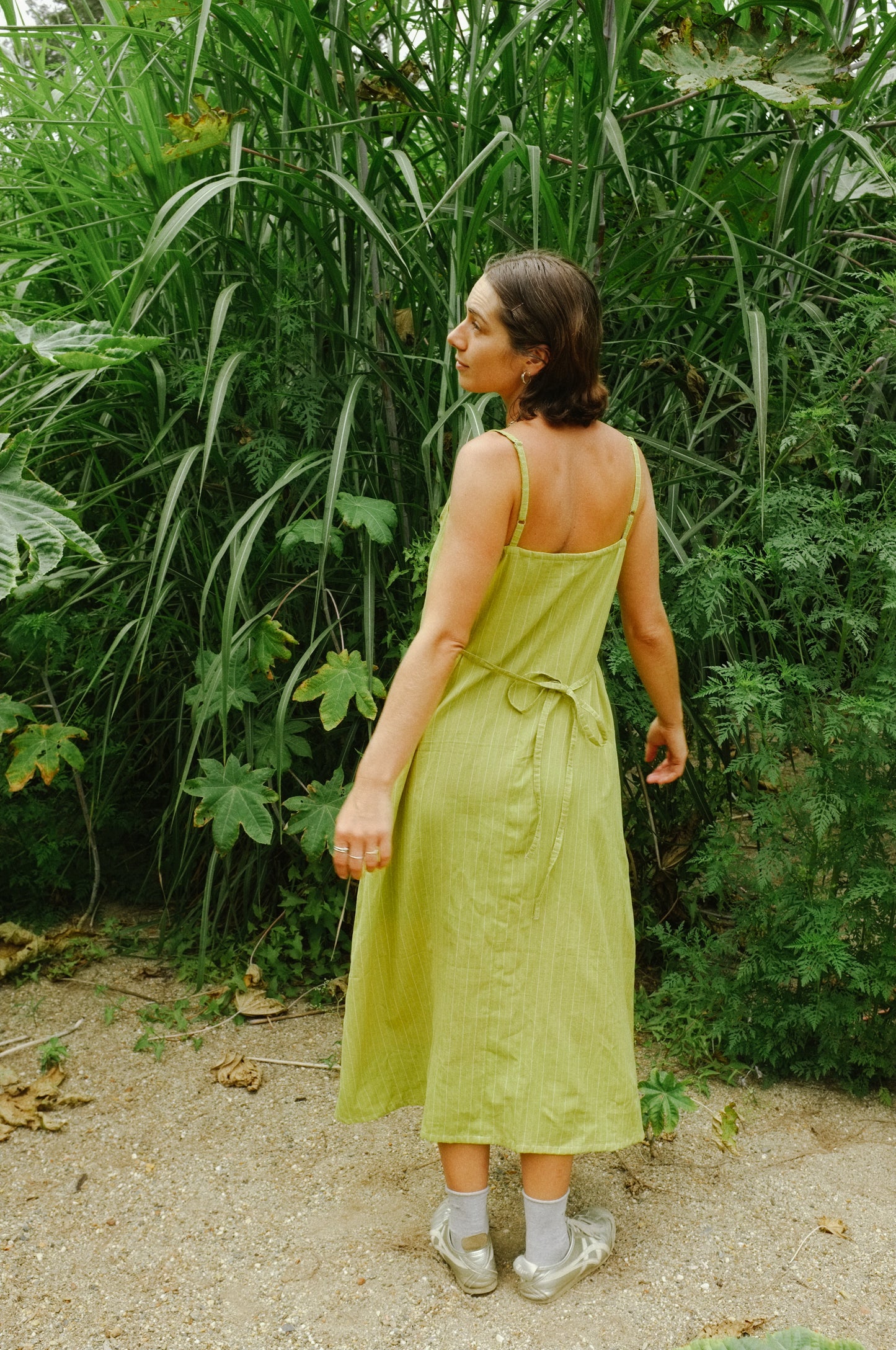 Darts Dress – Chartreuse stripe organic cotton