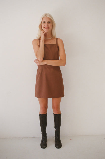 Lil Dress - Brown Linen Cotton