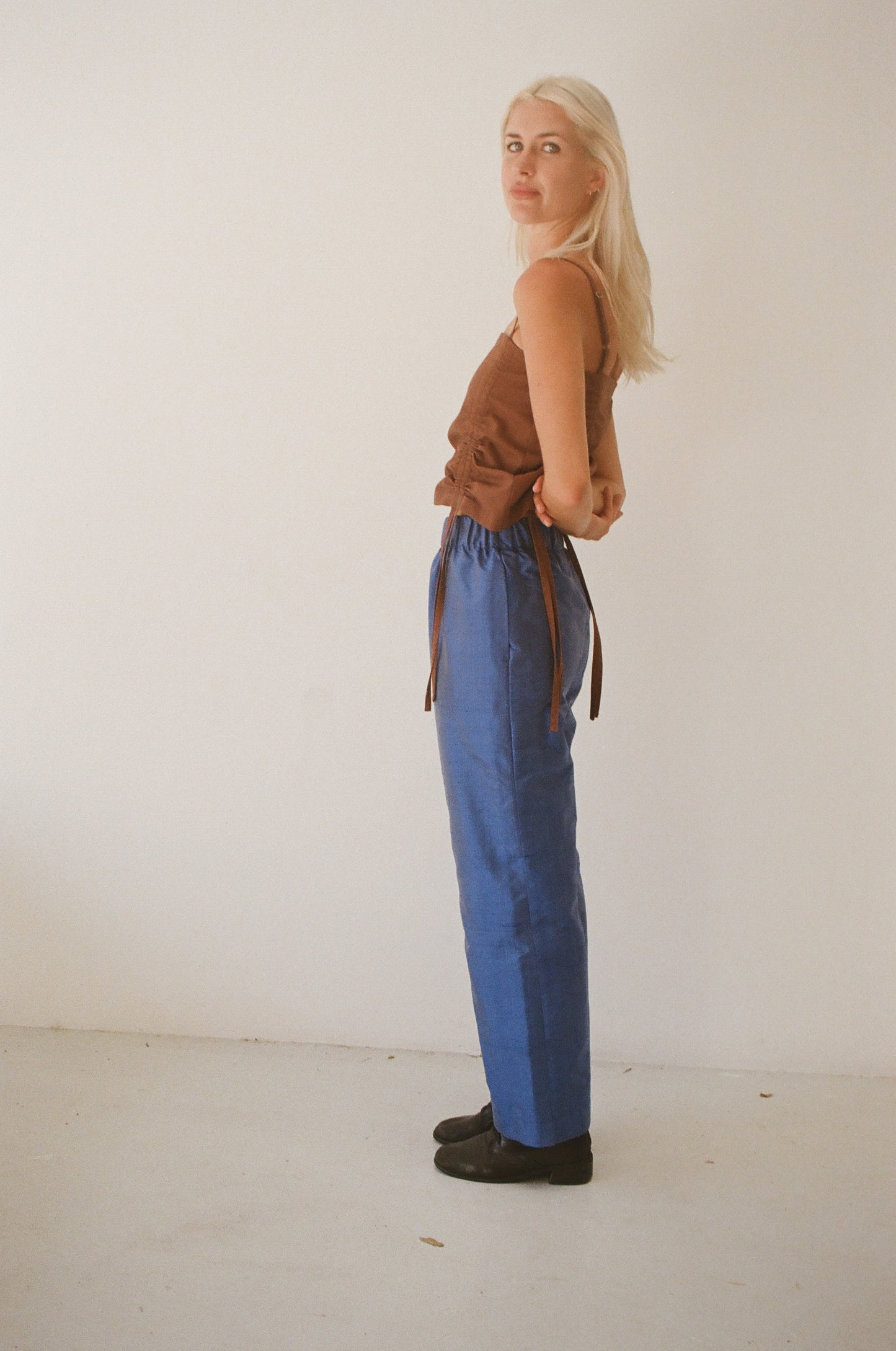 Mimi Holvast Scrunchie Pants - Electric Blue Silk