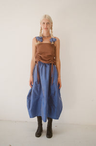 Mimi Holvast - Midi skirt handmade in electric blue silk, high waist blue silk skirt