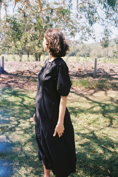 Lantern Dress  — Black Organic Cotton