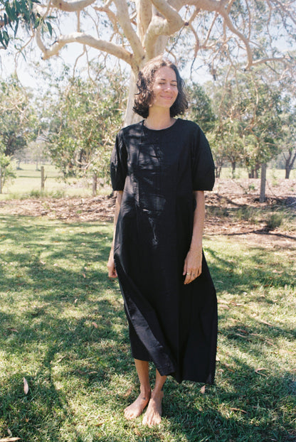 Lantern Dress  — Black Organic Cotton