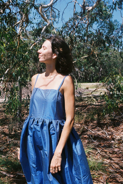 Sun Dress - Electric Blue Silk