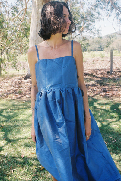 Sun Dress - Electric Blue Silk