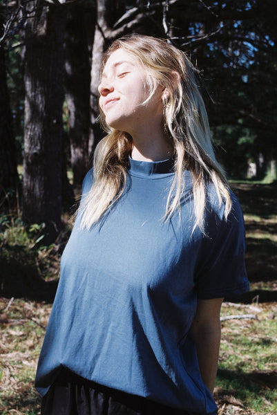 Mimi Holvast oversized big tee in steel blue organic cotton